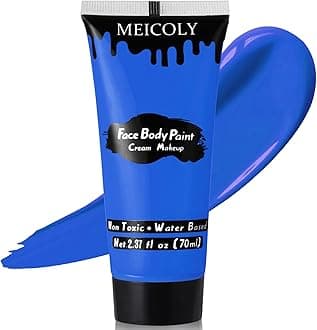 MEICOLY Cream Royal Blue Face Body Paint,2.37Oz Large Tube Water Based Full Body Paint for Adult and Kid,Single Tube Dark Blue Face Paint for Smurf Mystique Cosplay Avatar Makeup,Halloween SFX Makeup