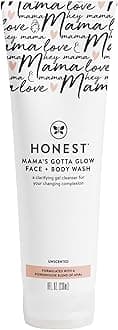 The Honest Company Honest Mama's Gotta Glow Face and Body Wash | Pregnancy Safe Clarifying + Exfoliating AHA Cleanser | 8 fl oz