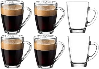 Clear Toughened Glass Coffee Mug with Convenient Solid Handle Mug Set for Tea, Coffee, Beer, Hot/Cold Drinks, Espresso, Cappuccino [230 ML] [18 Pic]
