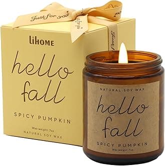 Lihome Fall Decorations for Home - Fall Candles, Fall Gifts for Women, Natural Soy Wax Pumpkin Spice Scented Candles