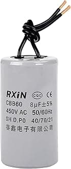 CBB60 Run Capacitor 8uF 450V AC 2 Wires 50/60Hz Cylinder 34mmx60mm (DXL) for Washing Machine Air Compressor Water Pump Motor Refrigerators