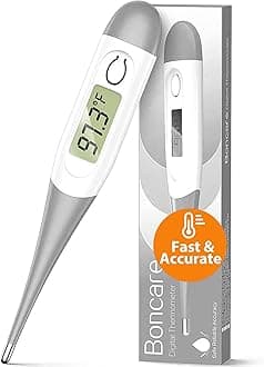 Boncare 10 Seconds Digital Thermometer for Adults and Kids - Accurate & Safe Rectal Thermometer for Baby with Fever Alarm, Oral Thermometer (Gray)