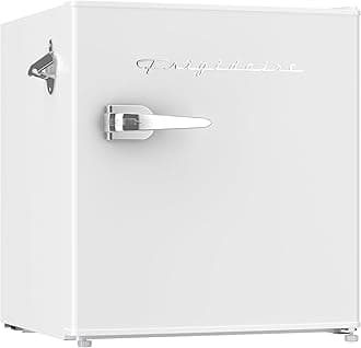 Frigidaire Retro Compact Fridge with Chiller, Countertop, Built-in Bottle Opener, Compact Refrigerator 1.6 cu ft, Mini Fridge for Office, Bedroom, Dorm Room or Cabin - 16" D x 18" W x 18.5" H (White)