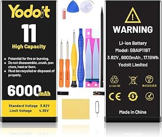 Yodoit for iPhone 11 Battery Replacement 6000mAh Battery High Capacity 0 Cycle Replacement for Model A2111, A2221, A2223 with Repair Tool Kit & Adhesive
