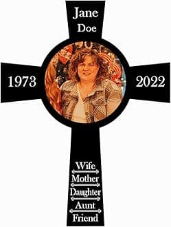 PK Décor Memorial Gifts for Loss of Father or Mother - Cross Picture Frame Wall Decor - Memorial Cross With Picture - Grave Decorations for Cemetery (Cross 2)