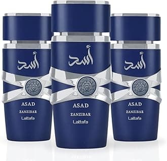 Lattafa Asad Zanzibar EDP Spray 100ML (3.4 OZ) Long Lasting, Embrace The Essence Of Rich Tropical Paradise. (PACK OF 3)