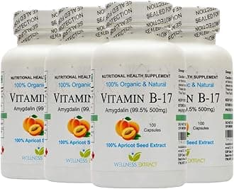 - Vitamin B17 Capsule 500Mg, Purest Amygdalin Grade, Apricot Kernel Extract (Pack Of 4 Bottles)