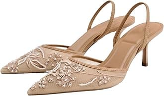 Slingback Heels for Women Mesh Kitten Heel Pumps