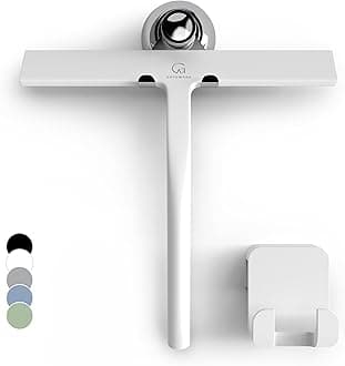 GÜTEWERK Shower Squeegee for Glass Doors, Silicone Window Squeegee, Bathroom and Glass Cleaning - White - 9 Inch