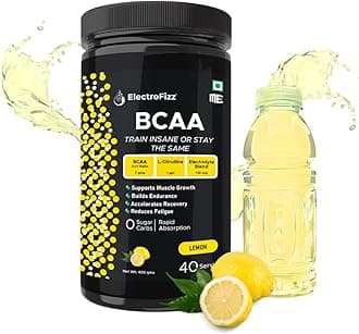 BCAA 7Gms (2:1:1 formula) with Citrulline & Electrolyte Blend for Muscle Recovery & Endurance - Pre/Post Workout & Intra Workout - 400 gms (Lemon)