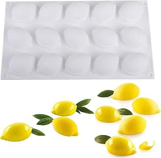 Lemons Silicone Mold for Baking Mousse Cake, Candy, Chocolate Dessert, Pastry, Ice Cream, Pudding, Lemon (15-Cavity)