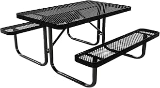 Coated Outdoor Furniture Heavy-Duty Portable Outdoor Kids Table, Expanded Metal Kids Picnic Table, Commercial-Grade Picnic Table, Made in America (4ft Rectangular, Childrens, Textured Black)