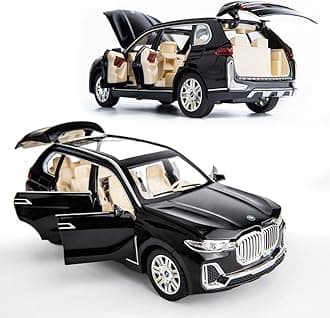 1/24 Big BMW X7 Toy Car Metal Pull Back Diecast Car with Openable Door and Sound Light, Gifts Toys for Kids【 Black 】
