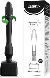 Titanium Microneedles Derma Roller - Stamp Alternative -Microneedle Micro Needle Skin Care Tool - Microneedling Roller for Men and Women (Black)