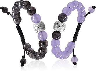 Elegant Beaded Bracelets for Couples - Valentines Day Gifts with Positive Meaning, Natural Stone & Stainless Steel Healing Energy Jewelry, Adjustable Sun and Moon Set, Perfect Friendship Gifts