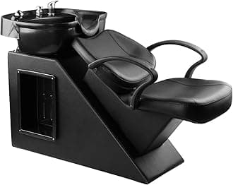 Ainfox Shampoo Barber Backwash Chair, ABS Plastic Shampoo Bowl Sink Chair for Spa Beauty Salon (Black)