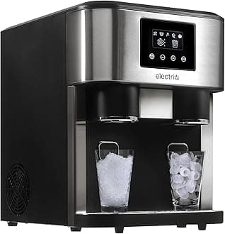 electriQ Countertop Ice Maker With Ice Crusher and Water Dispenser in Stainless Steel/Black
