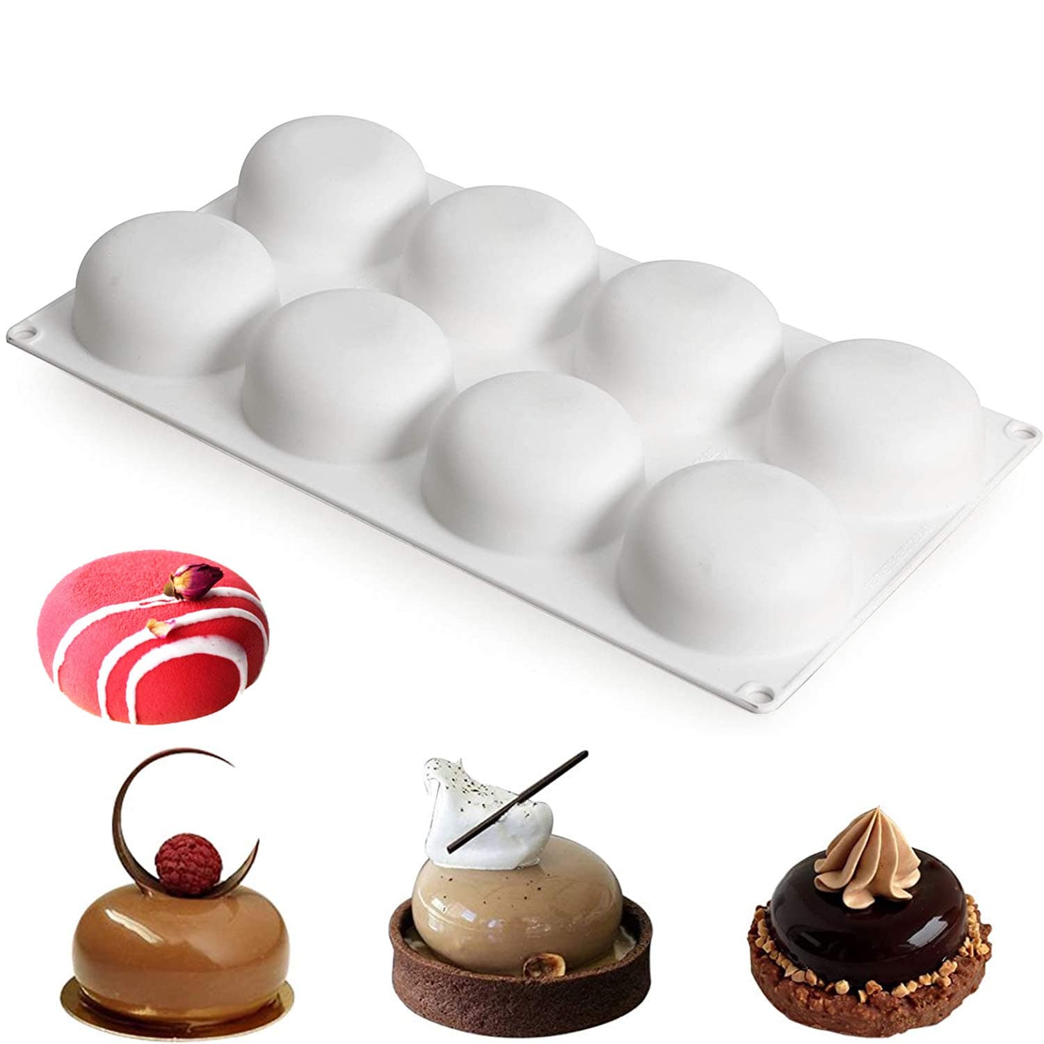 3D Stone Silicone Mold for Baking Mousse Cake French Dessert Pastry Chocolate Pudding Cupcake, Stone Shape (8-Cavity)