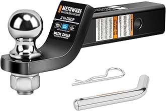 METOWARE Trailer Hitch Ball Mount with 2 in Ball & Hitch Pin, Fits 2 Inch Receiver, 6000lbs Capacity Ball Hitch, 2-Inch Drop, Black