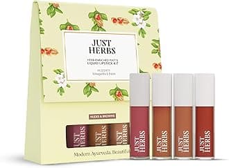 Just Herbs Herb Enriched Matte Liquid Lipstick | Set of 4 | Ayurvedic Lipstick for Women | Hydrating & Lightweight | Long Lasting (Nudes & Browns)