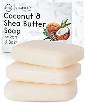 Moisturizing Organic Coconut Oil, Shea Butter 3 Piece Bar Soaps. Softens & Nourishes Dry Skin. Face & Body Wash. Made in USA. Triple Milled, Vegan. 4 Ounce Each