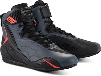 Alpinestars Faster-4 Motorcycle Shoes, Lightweight & Breathable, Seamless Knitted Construction & Advanced Protection, Black/Gray/Red Fluo, 11