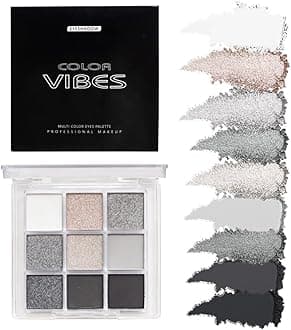 9 Colors Black Eyeshadow Palette - Dark Punk Smoky Eyeshadow Theme, High Pigmented Blendable Matte & Glitter Shimmer Finishes, Long Lasting Eye Makeup for Christmas & Music Festivals(Dark Punk Smoky)