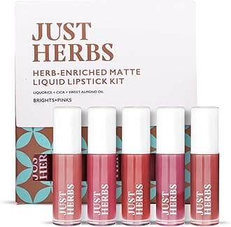 Organic Liquid Lipstick Kit Set of 5, Hydrating & Lightweight Lip Color - Paraben & Silicon Free - 1.6 fl oz. (Brights & Pinks)