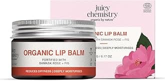Juicy Chemistry Damask Rose & Fig Organic Lip Balm, 5 g | Enriched with Cocoa Butter, Jojoba & Apricot Oil to Smooth and Soften Dry, Chapped & Sensitive Lips | Lip Balm For Women & Men, Cruelty Free