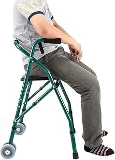 Rollator Walker 2 Wheels - Lightweight Folding and Height Adjustable Adult Travel Walkers for Seniors, Rolling Walker with Seat Mobility Aid Walking Frame