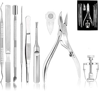 Ingrown Toenail Tool Kit (9PCS), Professional Toe Nail Clipper Set for Ingrown & Thick Nail, Stainless Steel Ingrown Toenail Kit, Surgery Grade Manicure Pedicure Tool by Dualeco