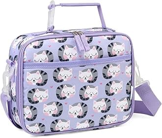 Lunch Box Bag for Kids, Reusable Insulated Lunch Box Containers Coolers for Toddler Boys and Girls with Detachable Shoulder Strap for Daycare School Cats