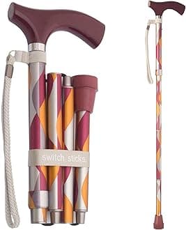 Switch Sticks Walking Cane for Men or Women, Foldable and Adjustable from 32-37 inches, Waves