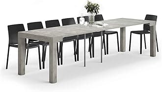 - First, Extendable Console Table 17.7(120) x35.4 in, Concrete Effect, Grey, for 4-14 People, Space-Saving Dining Table, Italian Furniture