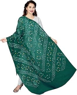 RANI SAAHIBA Women's Cotton Dupatta, Turquoise, One Size