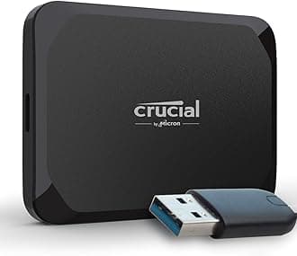 Crucial X9 4TB Portable External SSD with USB-A Adapter - Up to 1050MB/s, External Solid State Drive, Works with PlayStation, Xbox, PC and Mac, USB-C 3.2 - CT4000X9SSD902