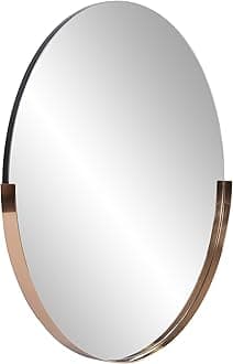 Howard Elliott Dante Round Oval Rose Gold Wall Mirror – Decorative Accent Frameless Contemporary Mirror for Entryway, Bathroom, Bedroom, Living Room, Vanity, Home Décor – 30 x 30 Inches