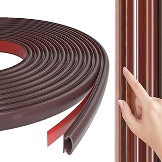 15M Brown D-Shape Rubber Weather Stripping Door Seal Strip Draught Excluder for Doors,Self-Adhesive Waterproof Soundproof Door Seal Strip Weather Stripping for The Protection of Large Gap Door Frames