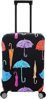 Travel Luggage Cover Protector Anti Scratch Dust Proof Suitcase Cover Fits 18-22 Inch Luggage (S, Black,Umbrella)