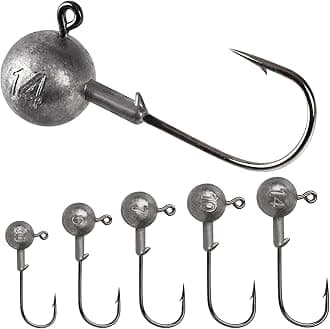 Dovesun Jig Head, Unpainted Jigheads Fishing Jigs Set Walleye | Bass | Crappie jigs Round Head Pro Jighead 1/8oz 3/16oz 1/4oz 3/8oz 1/2oz Fishing Jig Hooks Assortment 20-50pcs