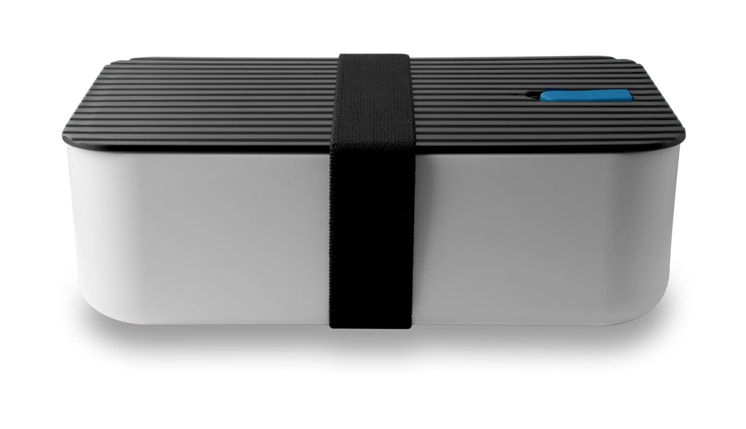 Leox Children's Lunch Box / Bento Box / Storage Container with Divider / 2 Compartments, for To-Go Food white-blue