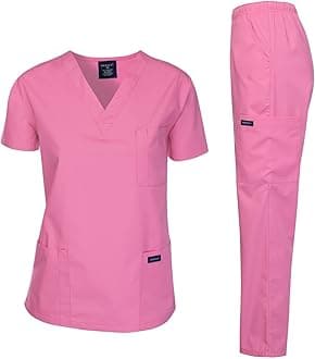 Dagacci Medical UniformDagacci Medical Scrubs Set, Women's Classic Fit V-Neck Top & Three Side Cargo Pants, Lavender, XXL