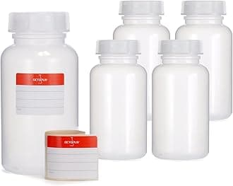 5x 500 ml Wide Neck LDPE Bottles with Screw Cap - Empty Chemistry & Laboratory Storage Containers for Kitchen or Hobby
