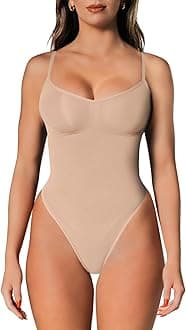 Shapewear Tummy Control Bodysuit Thong or Brief: Sculpting Shaper Tank Top Bodysuits & Snatched Waist Body Suit