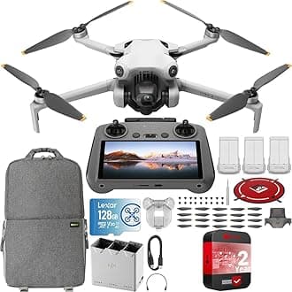 Mini 4 Pro Folding Drone with RC 2 Remote (With Screen) Fly More Combo, 4K HDR Video Camera for Adults, Under 249g, Omnidirectional Sensing, 3 Batteries Bundle with Deco Gear Accessories
