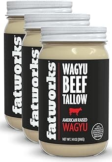 Fatworks 100% American Wagyu Tallow, Pit Master Secret Weapon, Certified Wagyu, KETO, PALEO, CARNIVORE, WHOLE30 friendly, Non-Hydrogenated, USA Sourced, 14 oz. (Pack of 3)