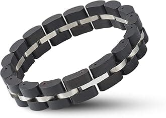 Womens Wooden Bracelet Stylish Wood & Stainless Steel Combined Adjustable Wooden Bangle Jewelry