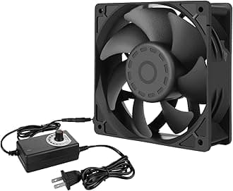 Qirssyn High cfm Computer Fan 120mm x 38mm 110V 220V AC Powered Variable Speed Fan Cooling Components for Receiver Xbox DVR Playstation Mining Rig Case Server Cabinet Grow Tent GPU Workstations