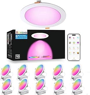 10 Pack LED Recessed Lighting 6 inch, RGBCW Recessed Ceiling Lights Compitable with Alexa, 2700K-6000K Dimmable 1350LM LED Recessed Lights with Junction Box, 16 Million Colors, Timer