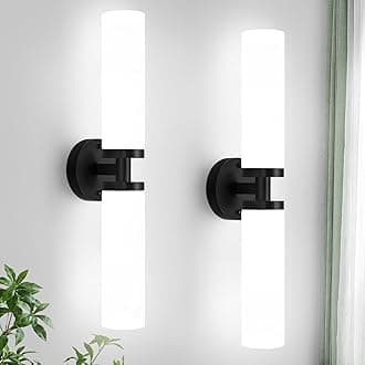 Wall Sconces Set of Two, Matte Black Bathroom Sconces Wall Lighting with Milky White Glass, Modern Sconces Wall Decor Set of 2 Bathroom Light Fixtures for Mirror Living Room Hallway Bedroom